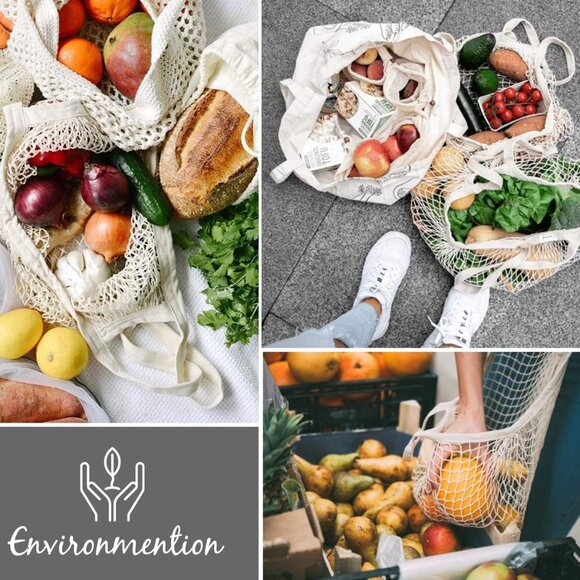 Mesh Produce Bags, 5 Pack Reusable Cotton Mesh Grocery Bag Washable Cotton Strin - Picture 8 of 9